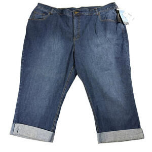 Womens Capri Jeans Plus Size 26W Dark Wash Stretch Denim NWT New Tag Casual Wear